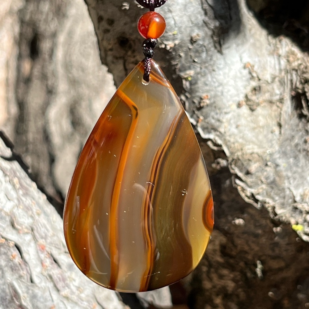 Nylon cord Montana agate necklace 0240 - Picture 4 of 7